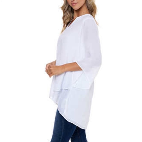 Christina B flowy layered white top size Small - Picture 3 of 11